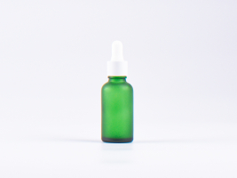 Grünglasflasche 30ml, mit Pipette weiss